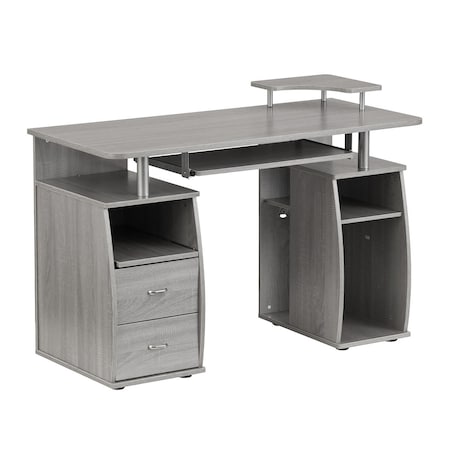 Homeroots 47" Gray Wood Computer Desk With Two Drawers 723756