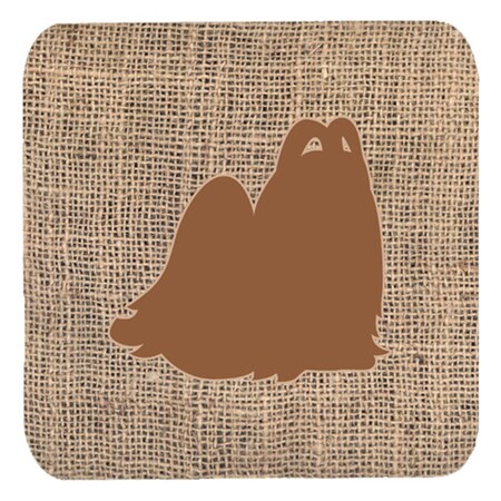 Carolines Treasures Maltese Burlap and Brown Foam Coasters- Set - 4 BB1079-BL-BN-FC