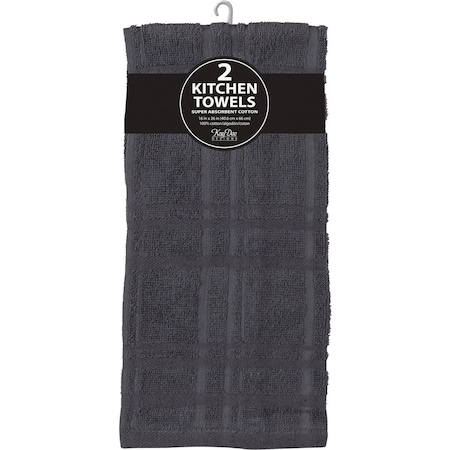 Kay Dee Designs Charcoal Solid Terry Kitchen Towel, 2PK R6440