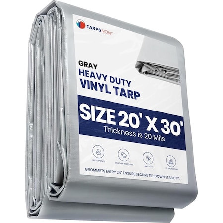 Tarps Now Tarps, 20 ft x 40 ft, 20 Mil, Gray, Vinyl-coated PVC material FSVC18G-2040