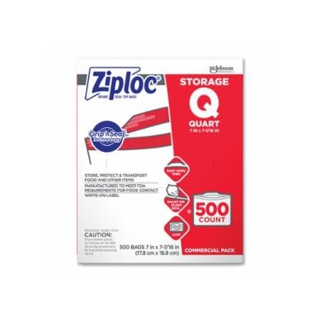 Ziploc Double Zipper Storage Bag, 1 Quart, 500/Box 889-682256