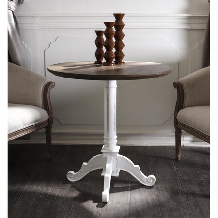 Fixturesfirst Ashbury Pedestal Base Table, Antique White FI3000148