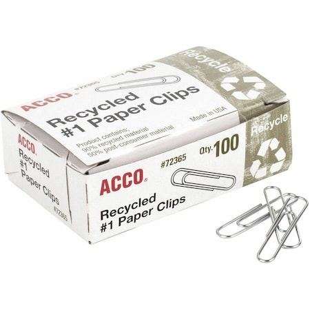 Acco Paper Clip, Metal, 1 1/4" L, PK10 ACC72365PK