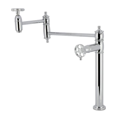 Kingston Brass Deck Mount Pot Filler Faucet with Knurled Handle, Polished Chrome KS3701RKZ