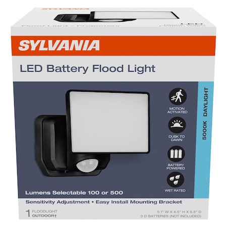 Ledvance/ Sylvania Motion-Sensing Battery Powered LED Black Security Floodlight 66946