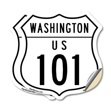 Signmission Washington Route Marker Shield Sign Us 1, 18 inch X 18 inch, Vinyl Decal, 2PK SHI-D-2PACK-18-475