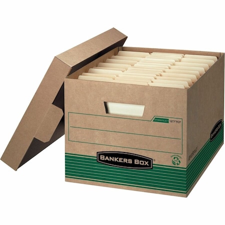 Bankers Box File Box, Corrugated Fiberboard, 12 1/2 in W, 16 1/4 in D, 10 1/4 in H, Green, Brown 12770