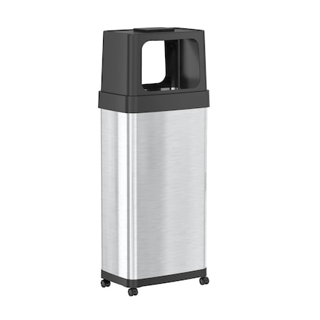 Hls Commercial 24 gal Rectangular Indoor Metal Can, Silver, Push Door, Stainless Steel, 11 in HLS24DPO