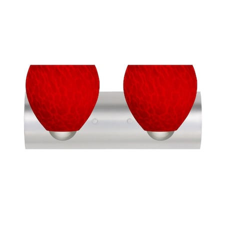 Besa Lighting Besa, Bolla Vanity, Red Cloud, Satin Nickel Finish, 2x60W E26 base 2WZ-4122RC-SN