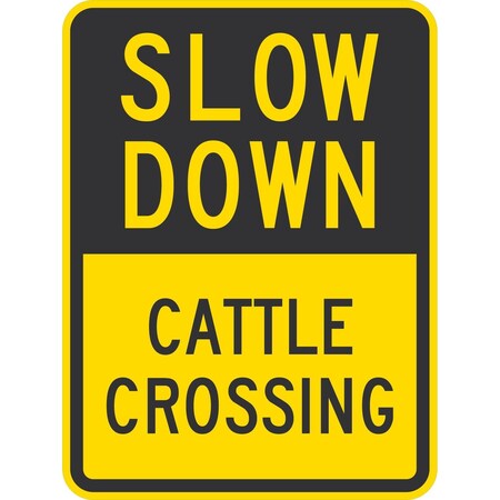 Lyle Slow Down Cattle Crossing, 18x24, Engineer Grade, Yellow G-10230-EG_18x24