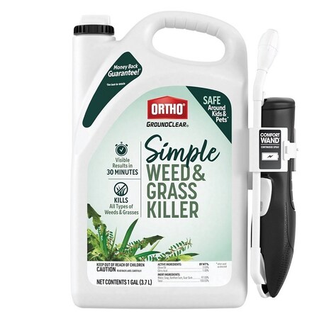 Ortho Ground Clear, Simple Weed and Grass Killer with Comfort Wand, Liquid, Clear/White, 1 gal 4660805