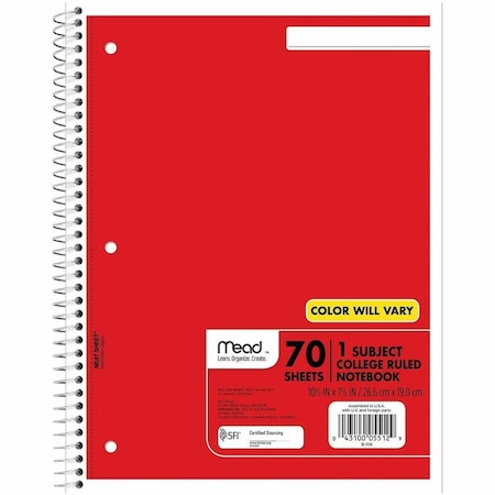 Mead 8 in. W X 10-1/2 in. L College Ruled Spiral Assorted Notebook 05512