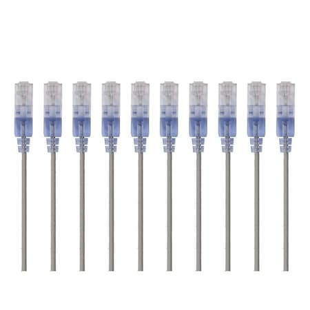 Monoprice Slim Cat6A Cable, PK10, 5 ft.Gray 15159