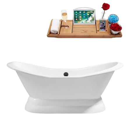 Streamline 72 in L, 30.9 in W, Glossy White, Porcelain-Enamel Cast Iron, Center R5180BL