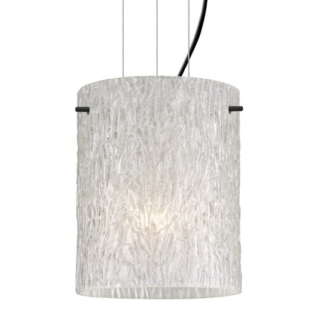 Besa Lighting Besa Tamburo 8 Cable Pendant, Glitter Stone, Black Finish, 1x 11W LED 1KG-4006GL-LED-BK