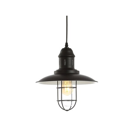Jonathan Y Deere 12" Adjustable Iron/Glass Cage Light LED Pendant, Black JYL9537A