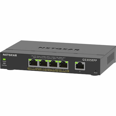 Netgear SWITCH - GS305EPP - WIRED - 1GBPS - NETWORKING / PORTS QTY: 5 - GIGABIT ETHERNET GS305EPP-100NAS