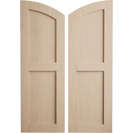 Ekena Millwork Sandblasted 2 Equal Flat Panel w/Elliptical Top Faux Wood Shutters, 15W x 40H 35 Low Side, PR SHUFPL15X40SDPR
