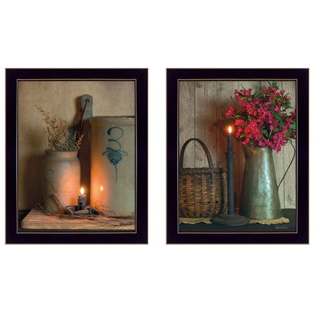 Homeroots Set Of Two Country Candlelight Black Framed Print Wall Art, 2PK 407087