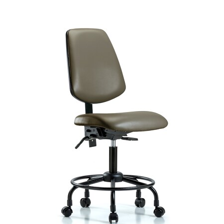 Blue Ridge Ergonomics Vinyl Chair, Desk, Round Tube Base, Med Back, Tilt, Casters, Taupe BR-VDHCH-MB-RT-T1-A0-RC-8809