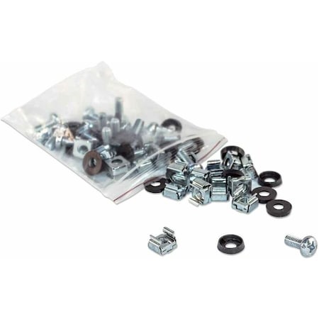 Intellinet Network Solutions 100 Each, M6 Cage Nuts, M6 Screws, And Plastic Washers 713658