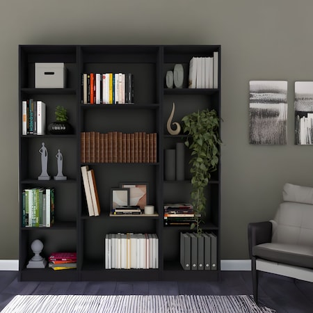 Homeroots 71" Black Four Tier Bookcase 546351