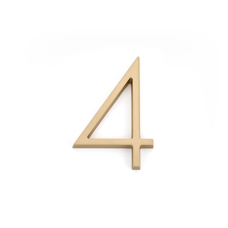 Emtek 7in Modern # 4 House Number Satin Brass Finish 2834US4