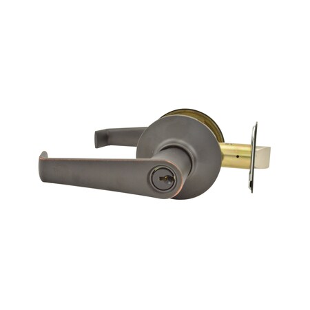 Schlage Residential Elan Lever Keyed Entry Lock C Keyway with 16211 Latch and 10063 Strike Aged Bronze Finish F51AELA716
