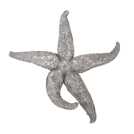 Homeroots 15" Antiqued Silver Resin Starfish Hanging Dimensional Sculpture 401228