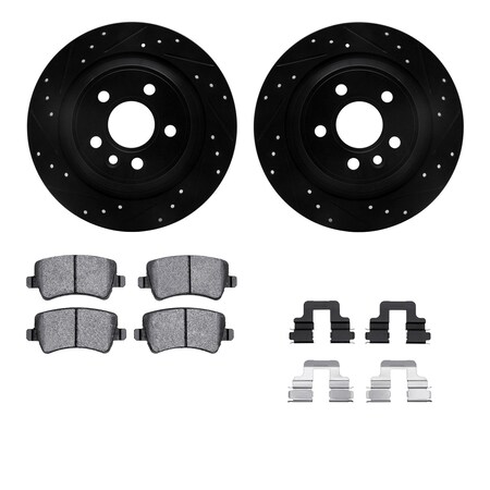 Dynamic Friction Co DFC Rotors-Drilled & Slotted-Black w/ EURO 5000 Ceramic Brake Pads Incl Hdw 8612-11021