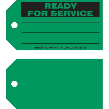 Brady Maintenance Tag Paper 3 in H x 5.75 in W Black on Green 100/PK, 100PK 86745