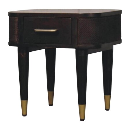 Homeroots 18" Mocha Solid Wood Round One Drawer Nightstand 722584
