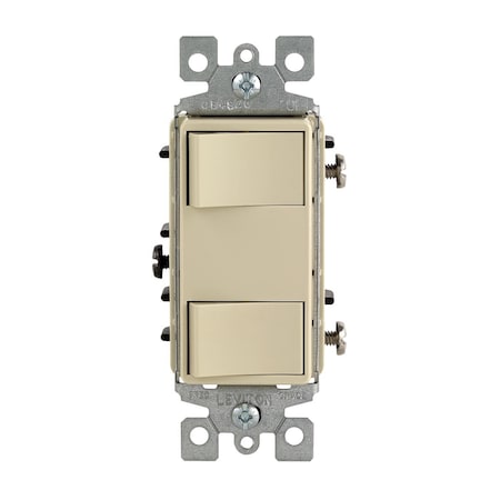 Leviton Leviton Decora 15 amps Rocker Switch Ivory 1 pk 01754-0IS