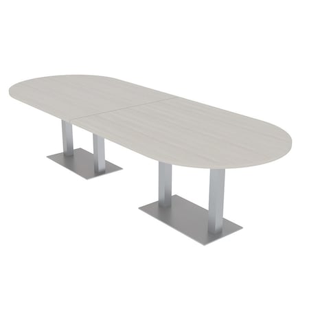 Skutchi Designs Racetrack Conference Table With Power Unit, 48 in W, 120 in L, Ivory HAR-RAC-48X120-DOU-K458-NA