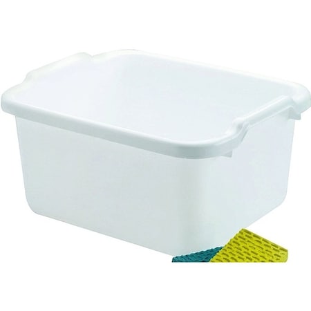 Rubbermaid 2970ARWHT Dish Pan, 15.6 qt Volume, 7.8 in L, 15.23 in W, 12-15/32 in H, Plastic, White FG2970ARWHT