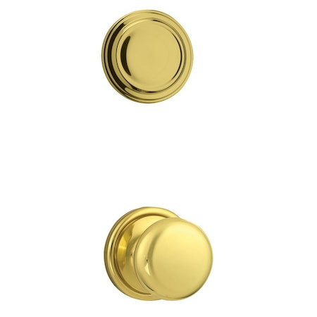 Kwikset Hancock Knob Interior Dummy Handleset Trim with New Chassis Bright Brass Finish 968H-3