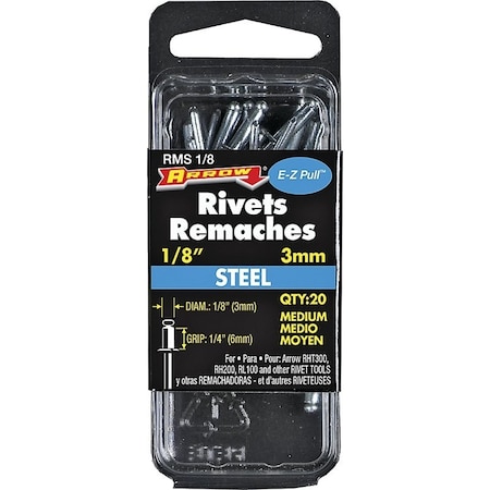 Arrow Fastener Rivet Medium Steel 1/8X1/4In RMS1/8