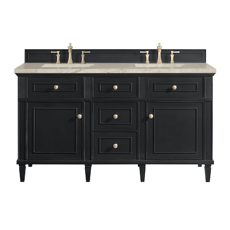 James Martin Vanities Lorelai 60" Double Vanity, Black Onyx, w/ 3 CM Tajnar Eclos Top 424-V60D-BKO-3TJR