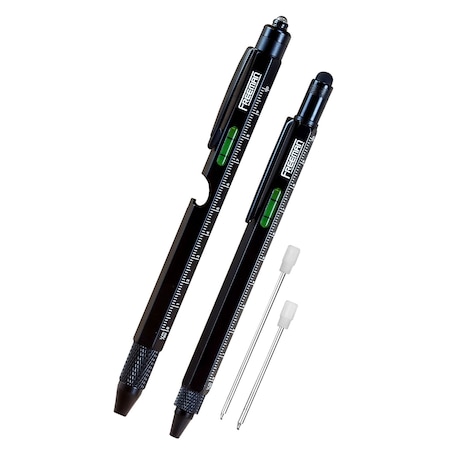 Freeman Multi-Tool Pen Set, Stylus, LED, Standard/Metric Rulers, Flathead+Phillips Screwdriver, Opener PMU2PS