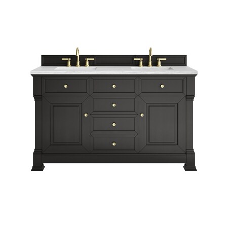 James Martin Vanities Brookfield 60 in. Double Vanity, Black Onyx w/ 3 CM Arctic Fall Solid Surface Top 547-V60D-BKO-3AF