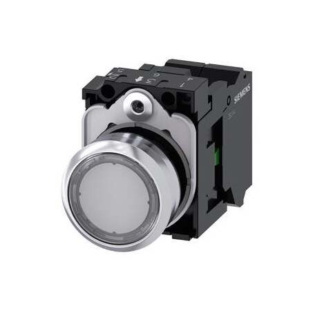 Siemens Illuminated pushbutton, 22 mm, round, metal, shiny, clear 3SU1152-0AB70-3BA0-ZY11