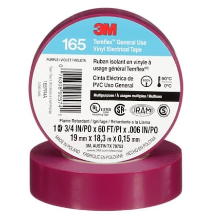 3M Temflex Vinyl Electrical Tape 165, 10PK 7100169434