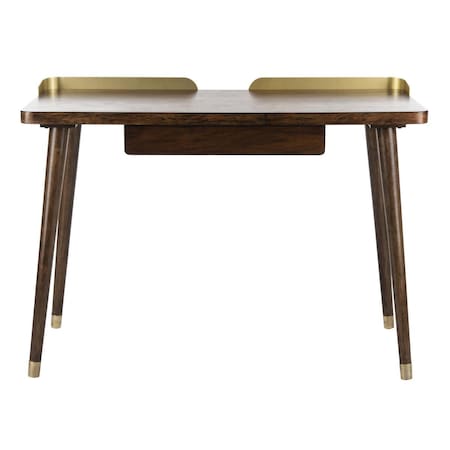Safavieh Parker 1 Drawer Desk, Walnut & Gold - 32.5 x 45 x 20 in. DSK6400A