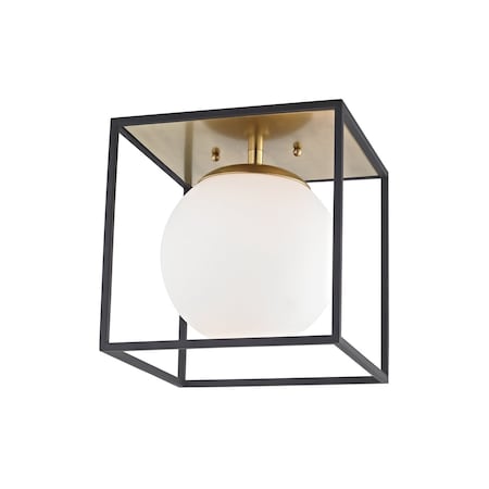 Mitzi Aira 1 Light Flush Mount 9.5 In. Aged Brass/Black H141501S-AGB/BK