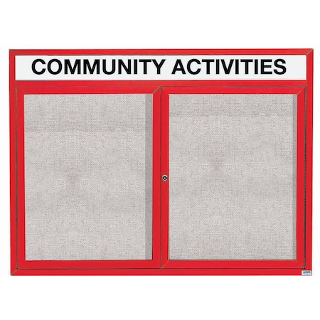 Aarco Outdoor Enclosed Bulletin Board w/ Al Frame Header, Powder Coated Red, Neutral 36''Hx48''W ODCC3648RHR
