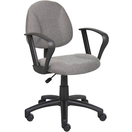 Boss B317 Posture Deluxe Office Task Chair, Gray Back, 25 in W 25" L 40" H, Loop, Tweed Seat B317-GY