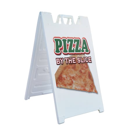 Signmission Pizza By The Slice, A-Frame & 2 Decals Installed, Heavy-Duty Plastic Frame SBHD-D-2436-Pizza By The Slice