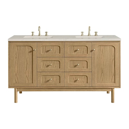 James Martin Vanities Laurent 60" Dbl Vanity, Light Natural Oak, w/3 CM Siberian Silestone Top w/FreePower Wireless Charger 545-V60D-LNO-FSFR