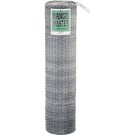 Rangemaster 6005 Poultry Net, 150 ft L, 72 in W, 20 Gauge, Hexagonal Mesh, 2 in Mesh, Steel 6319