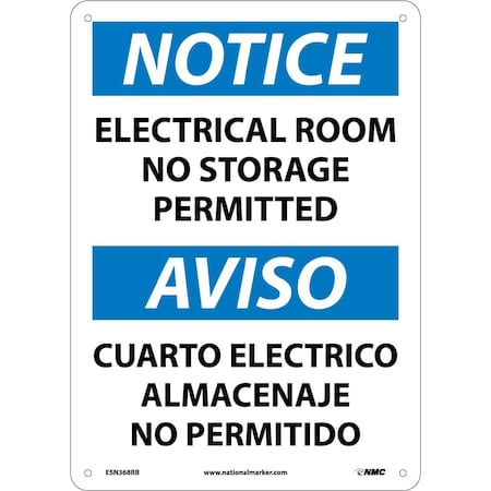 Nmc Notice Electrical Room No Storage Permitted Sign - Bilingual, ESN368RB ESN368RB